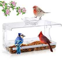 WENMIXER Window Bird Feeder with Non-Marking Self-Adhesive Hooks, Clear Window B - £22.34 GBP