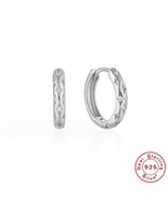 925 STERLING SILVER STARRY CUBIC ZIRCONIA INLAID HUGGIE EARRINGS - $19.99