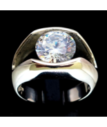 Sterling silver Solitaire ring with a Sparkling White CZ stone high poli... - $115.75 CAD