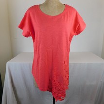 Suzanne Betro Women Appliqued Shirt Top Blouse Plus Size 1X Orange/Pink Color - £19.33 GBP