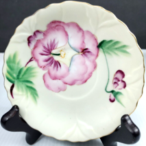 VTG Scalloped Edge 5&quot; Plate with Orchid Flower Design and Gold Trim Rare B115 - £4.71 GBP