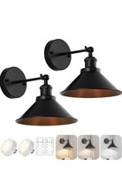 2 Vintage Style Black Wireless Battery Operated Wall Sconces/Lights w/ RC - $517.46 MXN