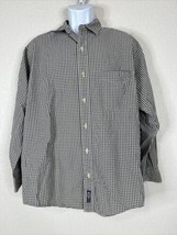 BKE Buckle Men Size M Beige/Blk Check Button Up Shirt Long Sleeve Pocket Poplin - £5.37 GBP