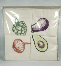 Rare &amp; Exclusive Trader Joe&#39;s Embroidered Cotton Napkins Set of 4 Vegetable - £26.24 GBP