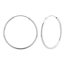 925 Sterling Silver 40 mm Plain Hoop Earrings - £15.17 GBP