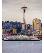 SEATTLE Space Needle and Ferry Photo Picture Print 4X6,5X7, 8X10, 8.5X11 - £7.12 GBP+