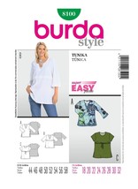 Burda Sewing Pattern 8100 Tunic Top Shirt Blouse Misses Size 18-32 - $8.99
