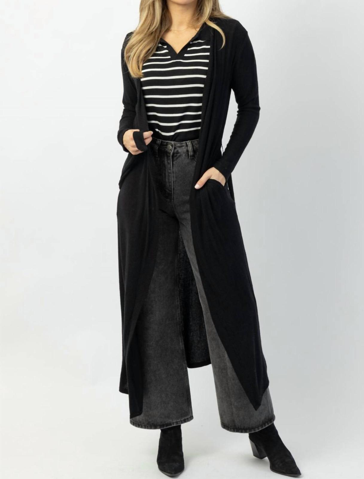 Elan living in this midnight duster BLACK - $62.00