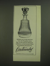 1974 Continetnal, Inc. Baccarat Crystal Decanter Ad - Briliiant cut crystal  - £14.62 GBP
