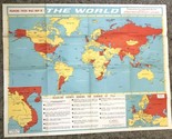 Vintage World Map Headline Focus School 1966 Scholastic Magazine - $26.67