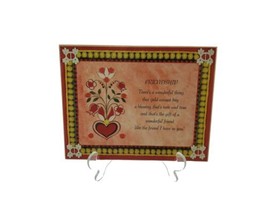 1975 Russ Berrie Living Quotes FRIENDSHIP Plaque Wall Hanging Made in USA - $7.87