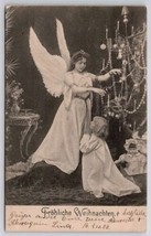 Christmas Fantasy Angel With Child Decorated Tree Doll 1906 German Postcard C39 - £13.08 GBP