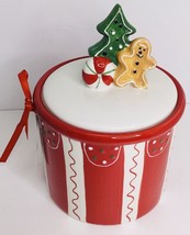 Arlington Design Red Ginger Bread Man Ceramic Cookie Canister New - £18.64 GBP