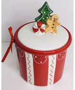 Arlington Design Red Ginger Bread Man Ceramic Cookie Canister New - £18.43 GBP