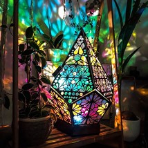 Wooden Hollow LED Projection Night Lamp  Bohemian Colorful Projector Desk Lamp - £28.33 GBP