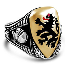 Tudor lion Bronze Shield sterling silver  ring - $89.00