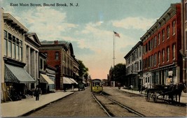Bound Brook New Jersey Trolley E Main St Pub by Fetterly &amp; Loree NJ Postcard U11 - £3.08 GBP