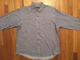 Club Room Purple Blue White Long Sleeve Button Front Down Up Shirt 17 34/35 - $24.99
