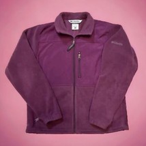 Columbia Womens Medium Full Zip Fleece Jacket Sweater Purple Mock Neck Pockets - £11.81 GBP