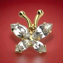 Butterfly Pin Small Jeweled Gold Tone - $12.90