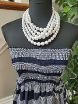 Romeo &amp; Juliet Couture Women&#39;s Blue &amp; White 100% Polyester V-Neck Dress Size S - $27.00