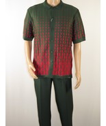Men Silversilk 2pc walking leisure suit Italian woven knits 3115 Green Red - £119.87 GBP