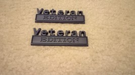 2 Veteran Edition Badges Emblems Black Alloy 3 1/2&quot; X 1 1/4&quot; - £19.31 GBP