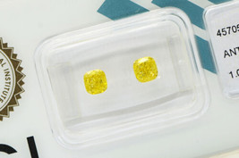 Cushion Cut Diamond Matching Pair Yellow Loose IGI Enhanced VVS2/VS1 1.09 TCW - £999.19 GBP