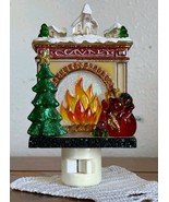 Vintage Costco Plug-In Glitter Christmas Fireplace Night Light Preowned - $17.59 CAD