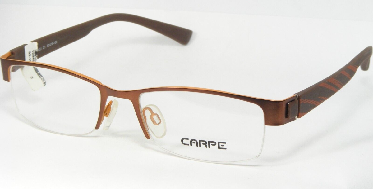 CARPE 31451 C3 Brown / Gelbbraun Brille Metall Halbe Felge Rahmen 52-18-... - $56.42