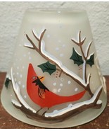 NEW Candle Magic 4&quot; Winter Cardinal Holiday Design Frosted Glass Candle ... - £2.44 GBP