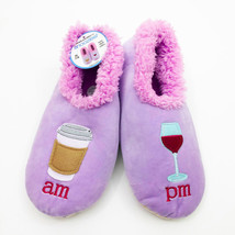 Snoozies Women&#39;s AM PM Coffee Wine  Slippers  Med 7/8 Lavender - £10.28 GBP