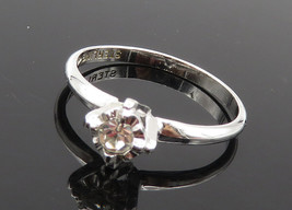 CLARK &amp; COOMBS 925 Silver - Shiny Cubic Zirconia Solitaire Ring Sz 8 - RG9878 - $34.79