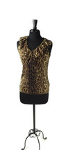 RALPH LAUREN Womens Ruffle Neck Animal Leopard Print Top Blouse Shirt Si... - $14.63