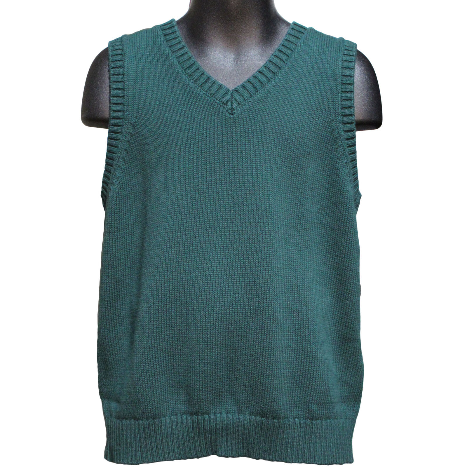 Lands End Uniform Little Boys Size Medium ((5/6) V-Neck Sweater Vest, Evergreen - £14.36 GBP