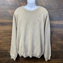 Izod Knit Sweater Adult Men&#39;s Size 2XL XXL Long Sleeve Tan Brown Cotton ... - $10.26