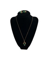 Vintage Van Dell Jade Necklace Screw Back Earrings Set 1/20 12K Gold Filled - £118.43 GBP