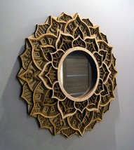 LARGE MIRROR - ART Deco Mirror - Boho Mandala Decorative Circle Framed Mirror - £139.87 GBP+