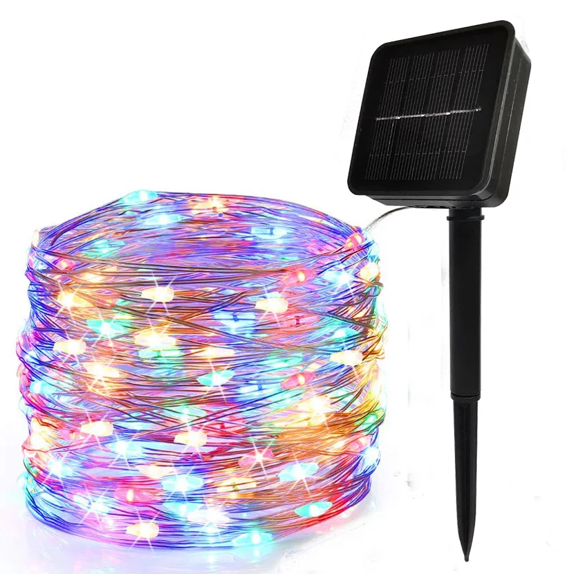 Led Solar Fairy String Lights Outdoor 7M 12M 22M Cooper Wire Waterproof Gar Lamp - £50.34 GBP