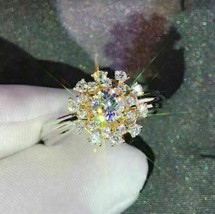 1Ct Round VVS1 D Diamond Flower Cluster Engagement Ring 14K White Gold Finish - £89.90 GBP