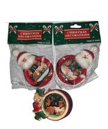 Vintage Lot Of 3 Santa Claus &amp; Bear Nutcracker Picture Ornaments - $25.95 CAD