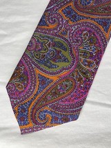 Robert Talbot Best Class Extra Long Repp Tie Paisley Multicolored Silk U... - $559.77 MXN