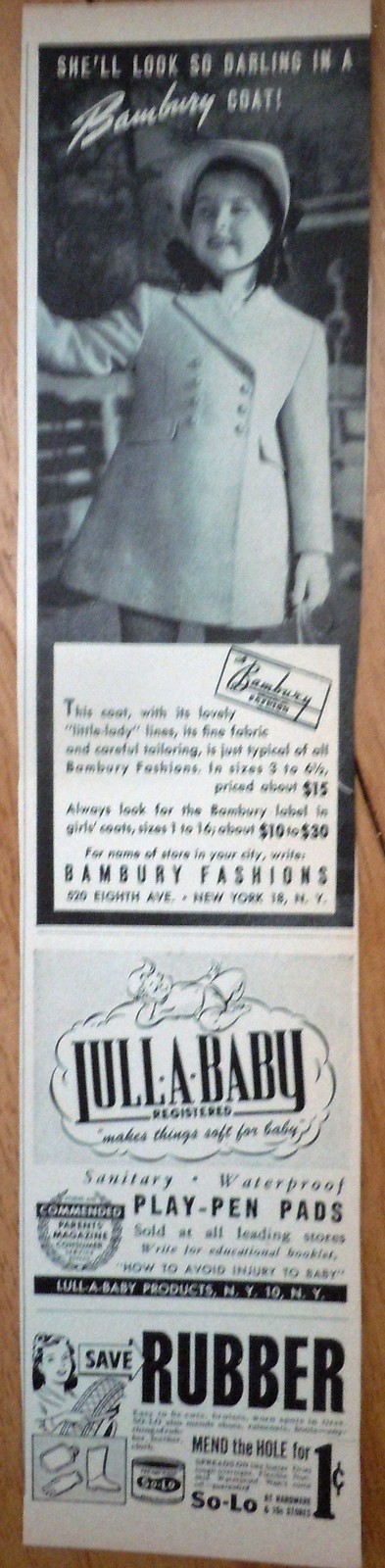 Bambury Fashions, LullaBaby Small Magazine Advertising Print Ad Art 1940s - $3.99