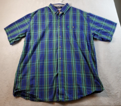 Wrangler Shirt Mens Size XL George Strait Blue Green Plaid Collared Button Down - £10.84 GBP