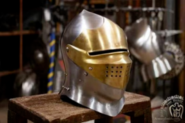 Medieval Barbute Helmet 18G Steel LARP SCA Battle Warrior Helmet For Cos... - $187.00