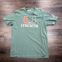 Vintage Miami Hurricanes Green and Orange The U Mens L Shirt Distressed - £8.15 GBP