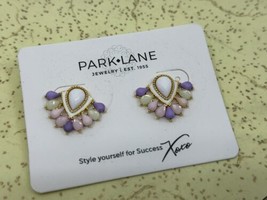 Park Lane Pierced Earrings Studs Jeweled Gold Tone Pastel Pink Purple Ea... - £19.60 GBP