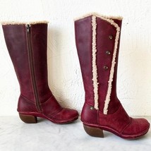 El Naturalista Red Leather Heeled Boots Full Zip Sherpa Trim - Women&#39;s 3... - $1,924.85 MXN