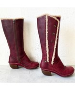 El Naturalista Red Leather Heeled Boots Full Zip Sherpa Trim - Women&#39;s 3... - €89,41 EUR