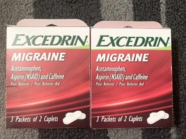 Excedrin Migraine Acetaminophen caplets (Lot Of 2) Sealed  Exp 5/24 Trav... - £7.90 GBP